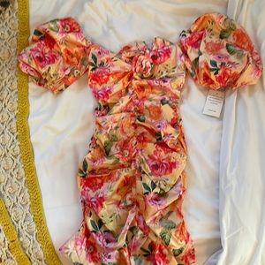 For Love and Lemons floral ruched dress